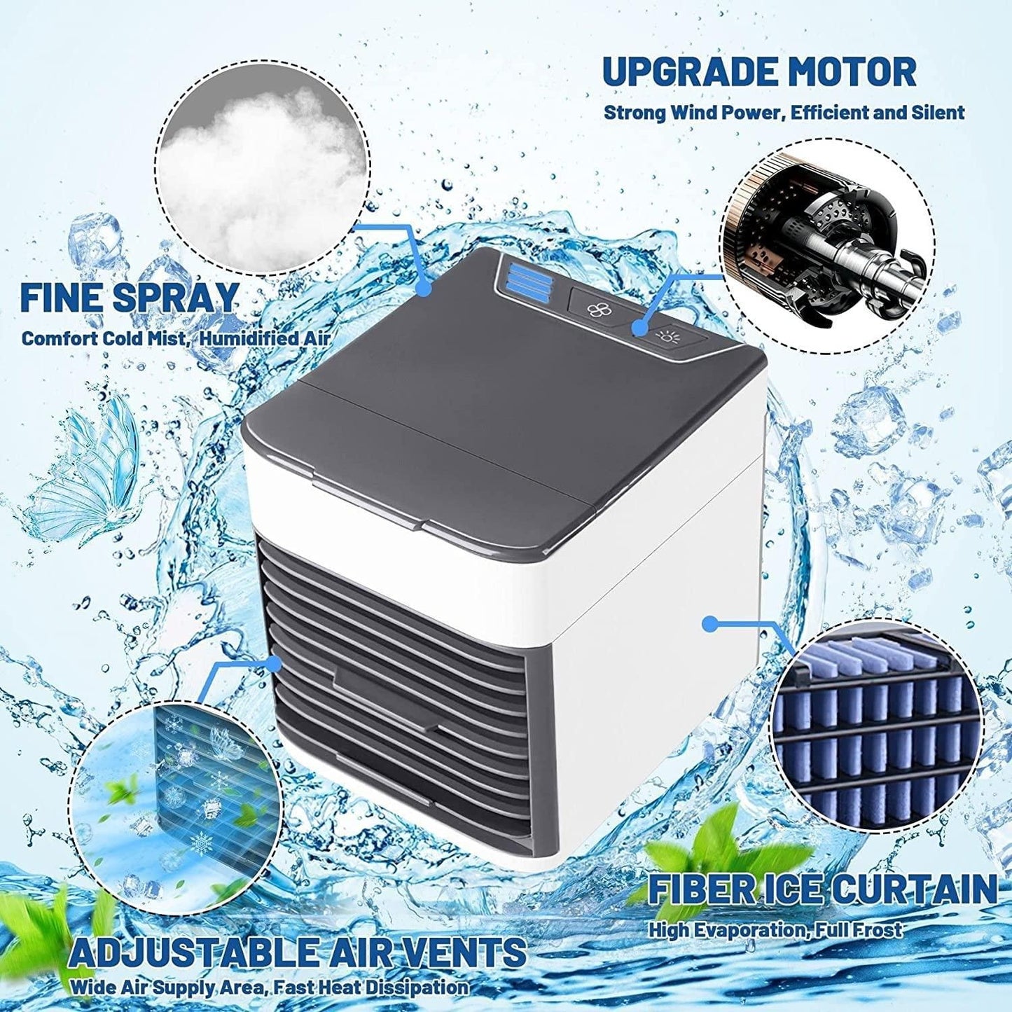 Mini Air Conditioner Air Cooler – 3-in-1 Portable Cooling, Humidifier & Fan