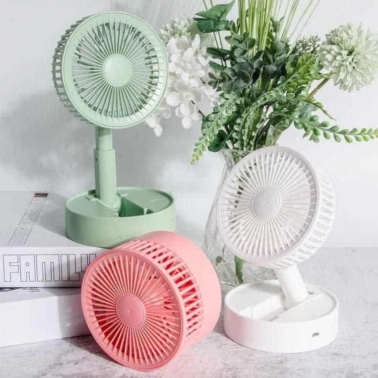 Adjustable Height Telescopic Rechargeable Standing Fan – Portable, Foldable & Ultra-Quiet