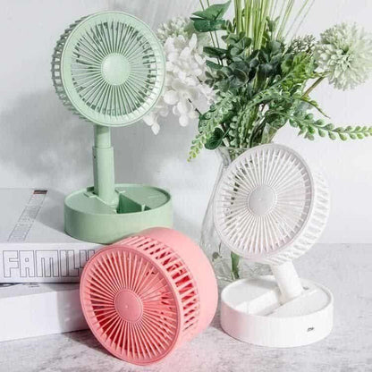 Adjustable Height Telescopic Rechargeable Standing Fan – Portable, Foldable & Ultra-Quiet